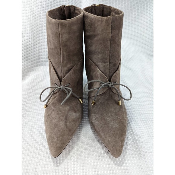 Carmen Marc Valvo Shoes - CARMEN MARC VALVO! WORN 1X!;FAWN SUEDE LEATHER ZIPPER HEEL, TIE BOOTS! SZ 10